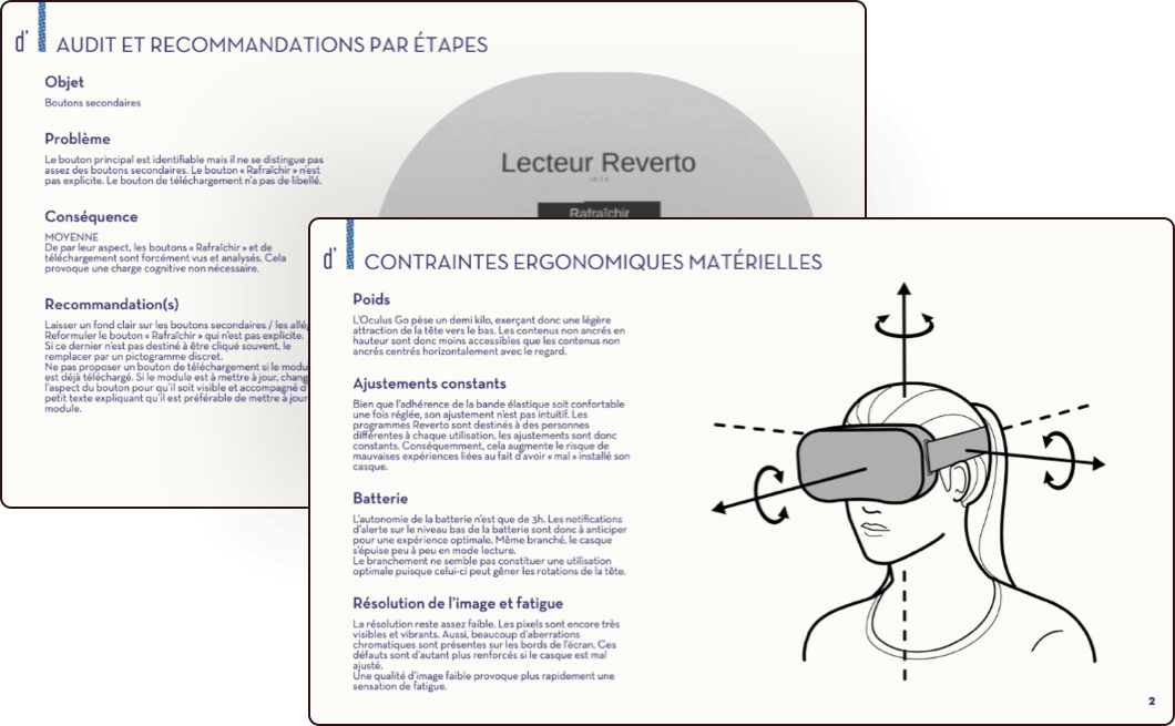 Visuels de l'audit effectué en amont du projet